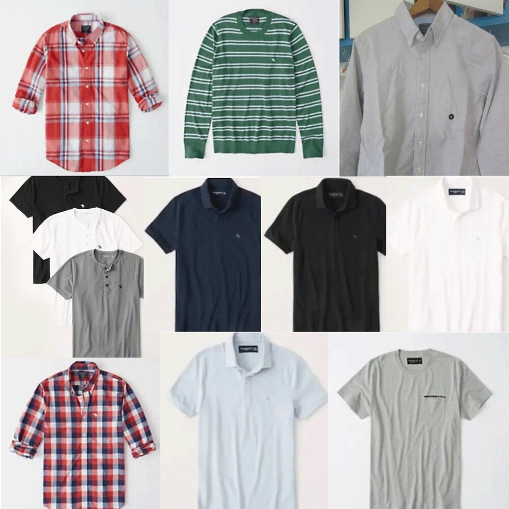 Abercrombie & Fitch 16-Items Set/Lot with Shirts, Tees, Polos, Sweater, and More